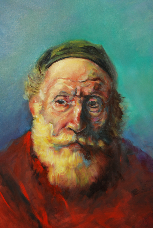 Étude un vieil homme en rouge